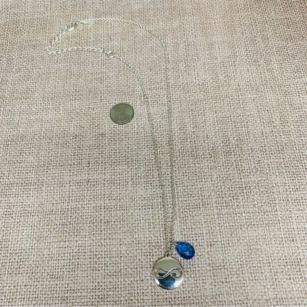 Avon Silver Infinity Blue Crystal Necklace‎
